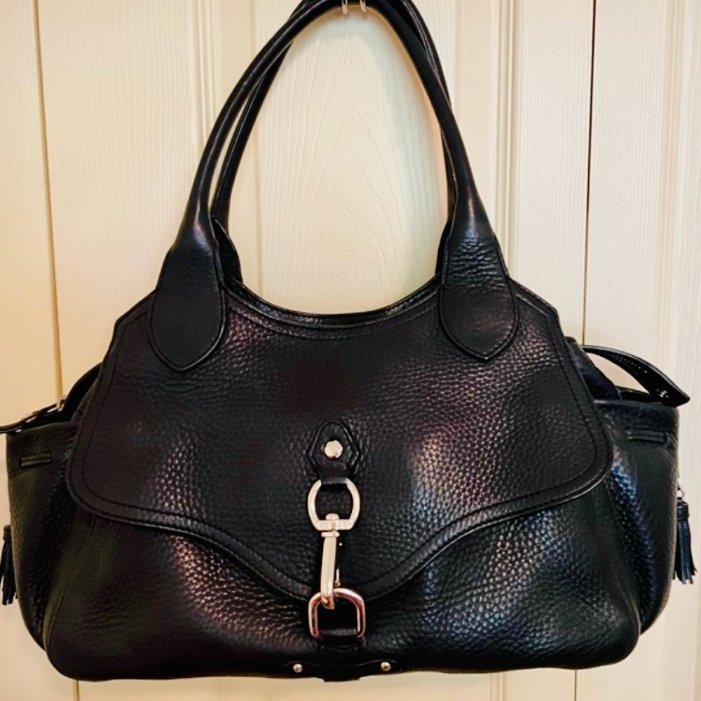 BLACK COLE HAAN PEBBLE LEATHER HANDBAG